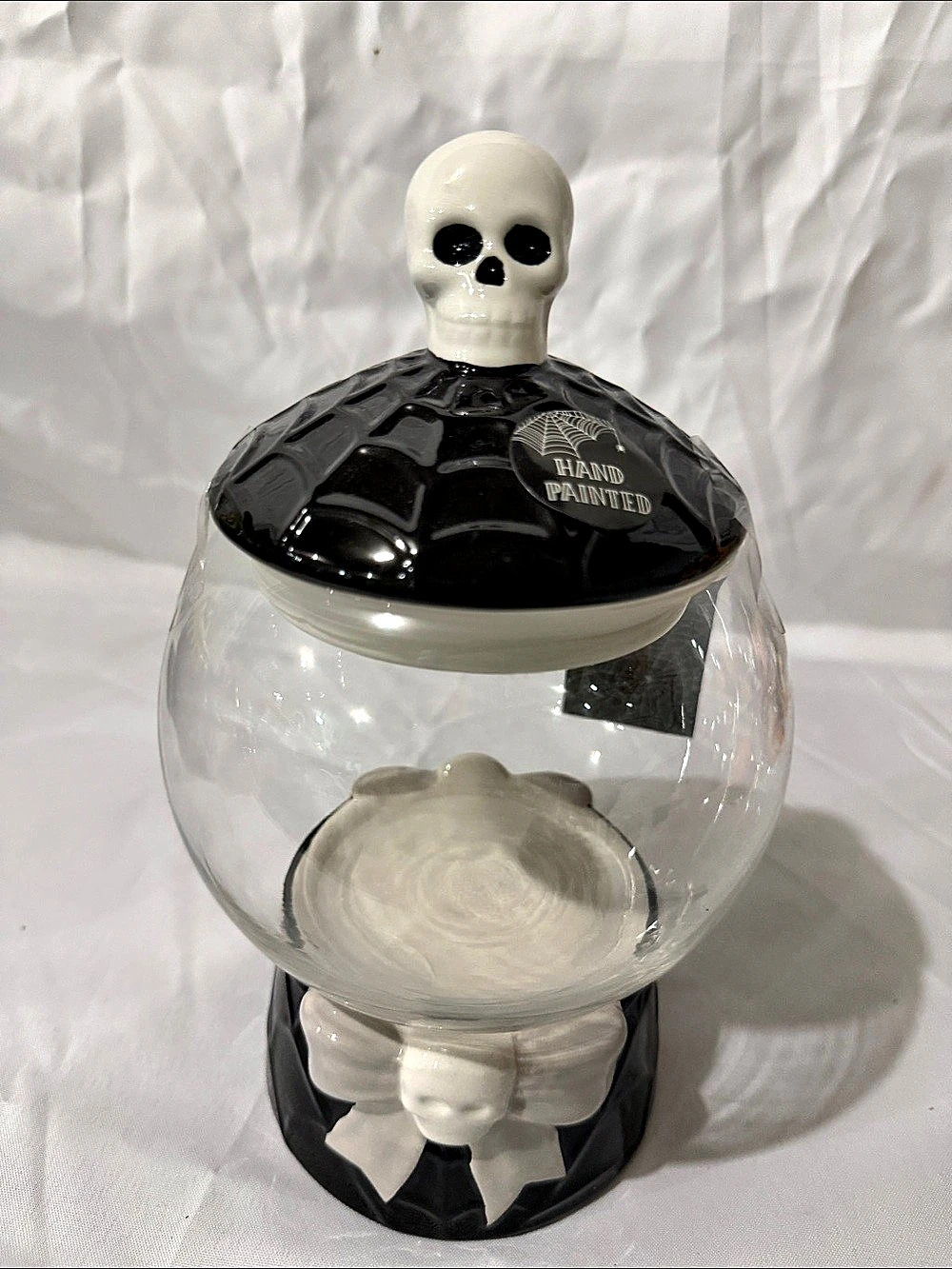 Cowboys & Calamons Skull Glass Jar Halloween Decor NWT